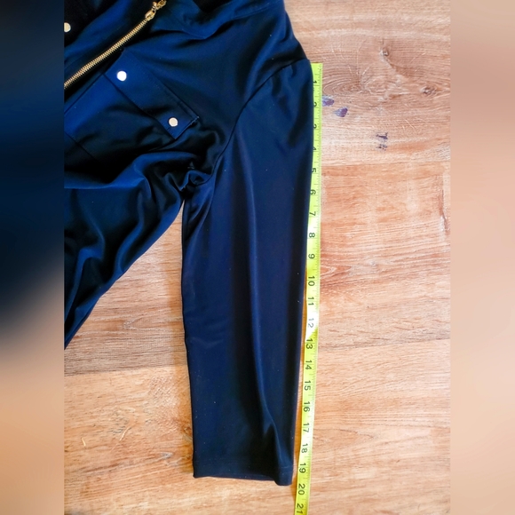 Anne Klein medium black 3/4 sleeve zip button top shirt blouse - Picture 7 of 10